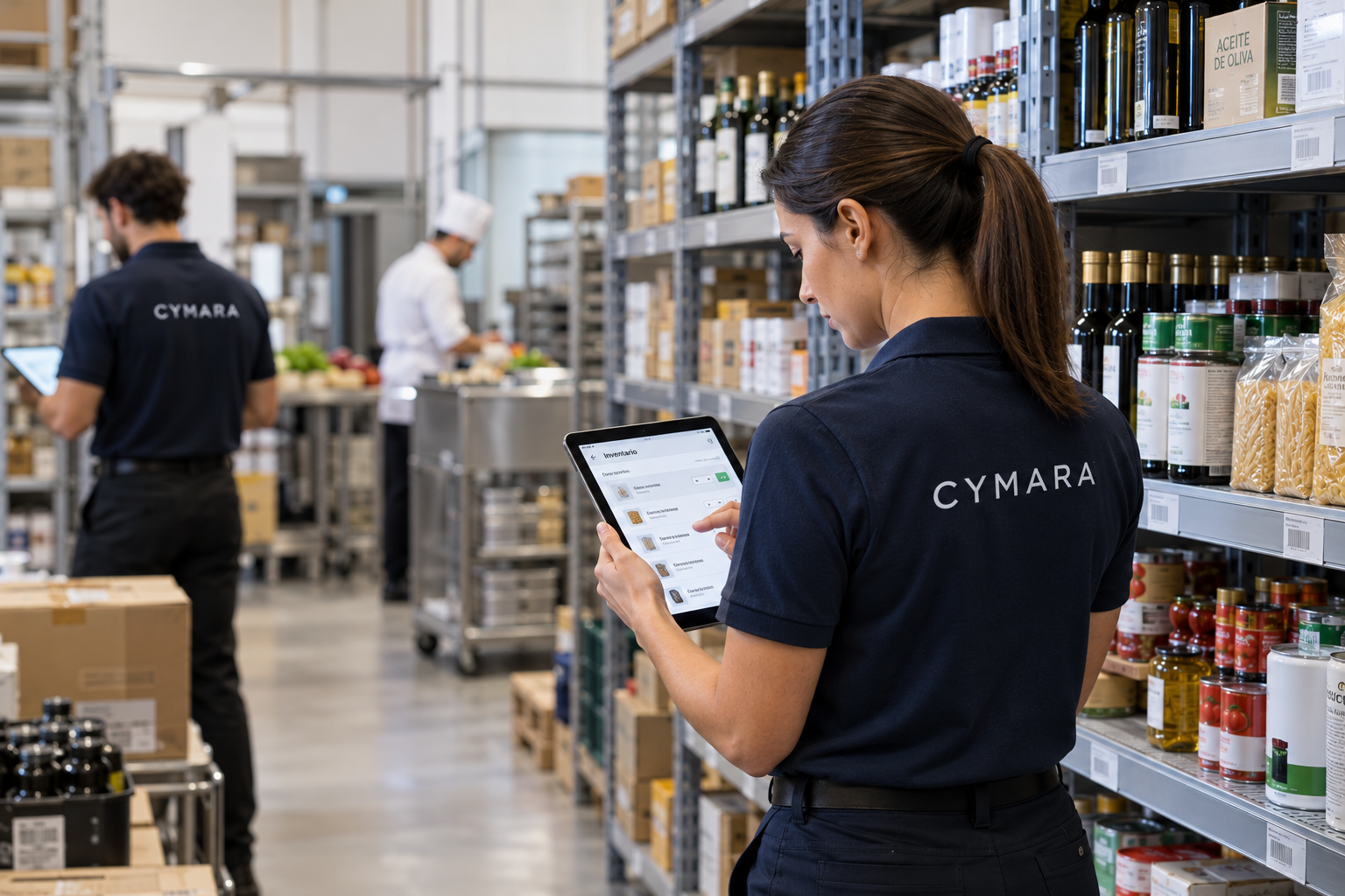 Digital stocktake in a hotel storeroom